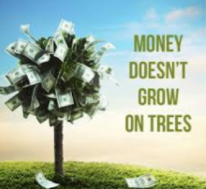 Money doesnt grow on trees with picture of a tree